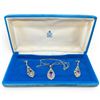 Image 1 : Vintage Birks Sterling Silver Amethyst & Marcasite Necklace & Earring Set -  Chain is .835 Silver - 