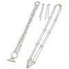 Image 1 : Fine Sterling Silver Crystal Bezel Station Necklace (34"), Toggle Bracelet & 3" Dangle Earrings Set 