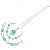 Image 3 : Sterling Silver Turquoise Necklace & 2 Bracelets (Pendant & 1 bracelet have blue topaz crystal accen