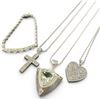 Image 1 : Group of 4 Sterling Silver Jewelry (Marcasite Cross & Locket, Large Blue Topaz Pendant Necklace & Li