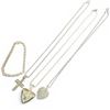Image 2 : Group of 4 Sterling Silver Jewelry (Marcasite Cross & Locket, Large Blue Topaz Pendant Necklace & Li