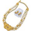 Image 1 : 1988 Franklin Mint - Mary McFadden Etruscan Revival Glass Pearl Necklace & Matching Earrings