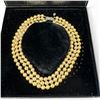Image 2 : Vintage Franklin Mint Jackie Kennedy Triple Strand Pearl Necklace Replica in Original Box - Crystal