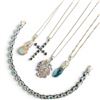Image 1 : 4 Sterling Silver Pendant Necklaces & Blue Topaz Crystal Line Bracelet - Total weight: 30.2 grams