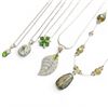 Image 1 : 5 Sterling Silver Necklaces (Tourmaline with Crystals and 4 with a variety of green crystal and gems