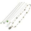 Image 2 : 5 Sterling Silver Necklaces (Tourmaline with Crystals and 4 with a variety of green crystal and gems