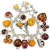Image 1 : Sterling Silver Amber Resin Charm Bracelet (Many of the charms are on removable spring ring clasps) 