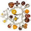 Image 2 : Sterling Silver Amber Resin Charm Bracelet (Many of the charms are on removable spring ring clasps) 