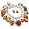 Image 2 : Sterling Silver Amber Resin Charm Bracelet & Choker Necklace (Many of the charms are on removable sp