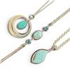 Image 1 : 2 Sterling Silver Blue Agate Necklace & 1 Bracelet with Ocean Agate & Blue Topaz Crystals (Total wei