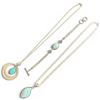 Image 2 : 2 Sterling Silver Blue Agate Necklace & 1 Bracelet with Ocean Agate & Blue Topaz Crystals (Total wei