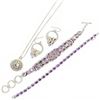 Image 2 : 3 Sterling Silver & Amethyst Crystal Jewelry & Pair of Multi-gem Earrings - Total weight: 48.5 grams