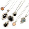 Image 1 : 5 Sterling Silver Necklaces with Natural Stones & Crystals  - Total weight: 43.8 grams
