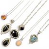 Image 2 : 5 Sterling Silver Necklaces with Natural Stones & Crystals  - Total weight: 43.8 grams