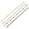 Image 1 : 4 Sterling Silver Line Bracelets with Gemstones & Crystals  - Total weight: 48.2 grams
