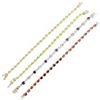 Image 2 : 4 Sterling Silver Line Bracelets with Gemstones & Crystals  - Total weight: 48.2 grams