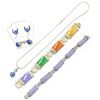 Image 1 : Sterling Silver & Lapis Necklace & Earrings and 2 Sterling & Natural Stone Bracelets - Total weight: