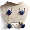 Image 3 : Sterling Silver & Lapis Necklace & Earrings and 2 Sterling & Natural Stone Bracelets - Total weight: