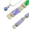 Image 4 : Sterling Silver & Lapis Necklace & Earrings and 2 Sterling & Natural Stone Bracelets - Total weight: