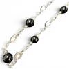 Image 2 : 36" Sterling Silver Chain Necklace with Onyx Bead Stations - Total weight: 41.7 grams