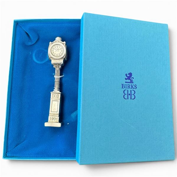 1994 Pewter Birks Clock Model in Original Birks Box - 4.25" tall