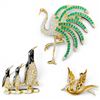 Image 2 : 3 Vintage Canadian D'Orlan Brooches - 22K Gold Plated with Austrian Crystals  (Marching Penguins, Fl