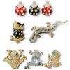 Image 1 : 7 Vintage Crystal Brooches - Salamander is 3" long