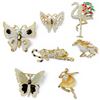 Image 1 : 7 Vintage Crystal Brooches - Leopard is 2" long