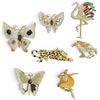 Image 2 : 7 Vintage Crystal Brooches - Leopard is 2" long