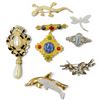 Image 1 : 7 Vintage Crystal & Cabochon Brooches - The Dragonfly and Moonstone are .925 Silver