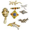 Image 2 : 7 Vintage Crystal & Cabochon Brooches - The Dragonfly and Moonstone are .925 Silver