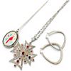 Image 1 : Sterling Silver Garnet Maltese Cross, Inlaid Cardinal Necklace & Hoop Earrings  - Total weight: 47.3