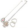 Image 3 : Sterling Silver Garnet Maltese Cross, Inlaid Cardinal Necklace & Hoop Earrings  - Total weight: 47.3