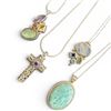 Image 2 : 4 Sterling Silver Gemstone Necklaces (Larimar, Labradorite, Amethyst and More)  - Total weight: 51.7