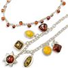 Image 1 : Sterling Silver Amber Bead Choker and Amber Resin Charm Necklace (the charms are individually stampe