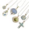 Image 1 : 6 Sterling Silver Gemstone & Crystal Necklaces - Total weight: 58.6