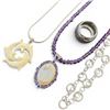 Image 2 : 2 Sterling Silver Necklaces, Sajen Amethyst & Druzy Necklace & Size 8 Sterling Ring  - Total weight: