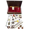 Image 1 : Italian Musical Jewel Box Full of  Silver-tone  Amber Resin Jewelry - No hallmarks or silver stamps