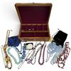 Image 2 : Wood Jewel Box Full of Joan Rivers, Sajen, and New Natural Stone Necklaces