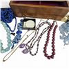 Image 5 : Wood Jewel Box Full of Joan Rivers, Sajen, and New Natural Stone Necklaces
