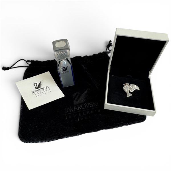 Swarovski Crystal Dove Brooch & New Swarovski Key Chain
