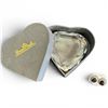 Image 2 : Rosenthal 3.5" Crystal Heart and Vintage Sterling Silver & Black Spinel Earrings (One omega back nee