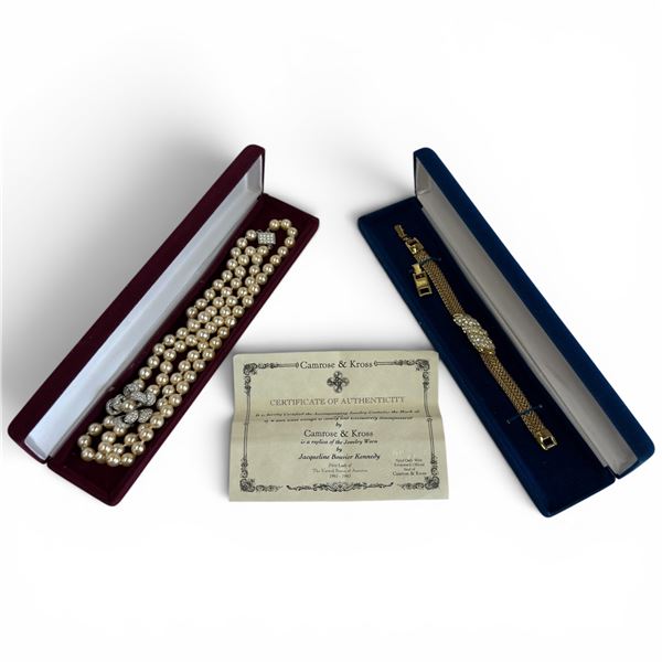 2 Camrose & Kross JBK Double Strand Pearl Necklace & Crystal  Bracelet - Original Boxes with COAs