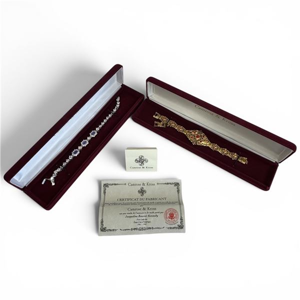 2 Camrose & Kross JBK Crystal Bracelets (1 Gold tone and 1 silver-tone) - In Original Boxes with COA