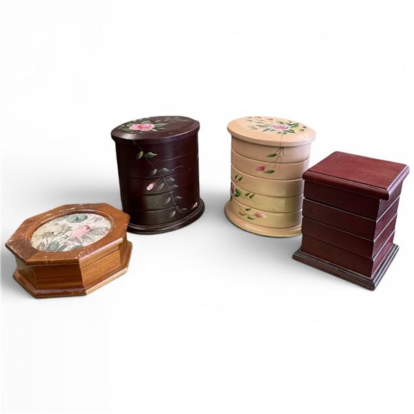 4 Wood Jewelry Boxes