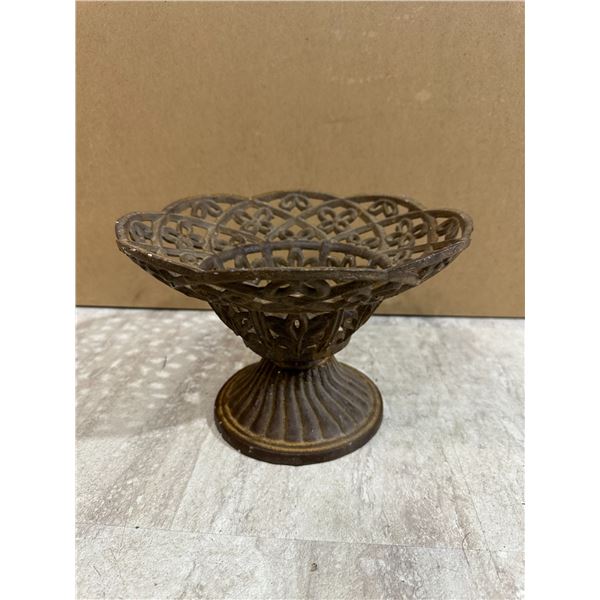 Vintage Lattice Style Cast Iron Bowl / Planter