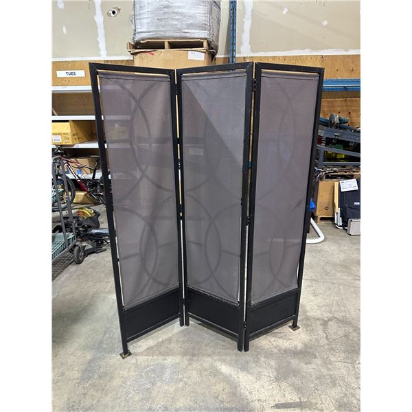 Allen & Roth 59 x 72 in Black and Grey Steel Folding Privacy Screen