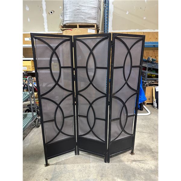 Allen & Roth 59 x 72 in Black and Grey Steel Folding Privacy Screen