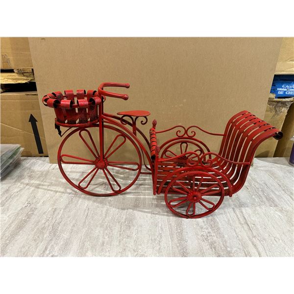 Red Metal Tricycle Garden Décor - Plant Holder