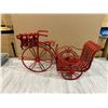 Image 1 : Red Metal Tricycle Garden Décor - Plant Holder